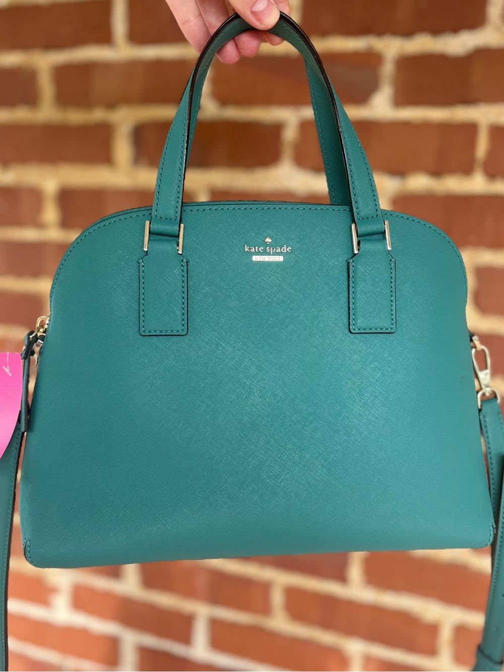 kate spade Teal Dome Satchel with Gold Hardware